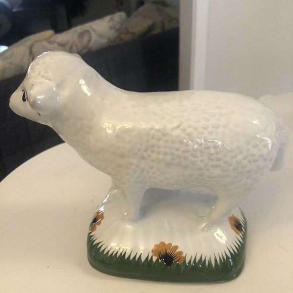Vintage Portuguese Glazed Ceramic Sheep Hand Painted Signed - Picture 3 of 8